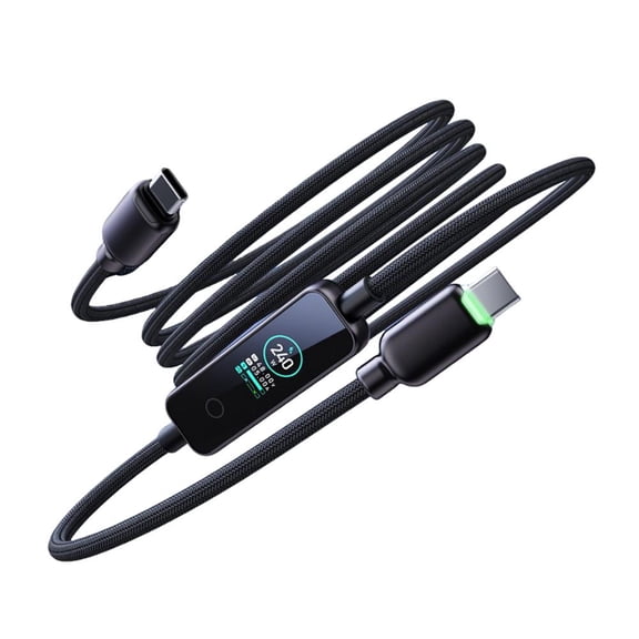 240w Usb C To Usb C Fast Charging Cable With Tft Display, 1.2m Pd3.1 Typec To Typec Braided Cord, Smart E-marker for All C- Devices Laptops Tablets Phones