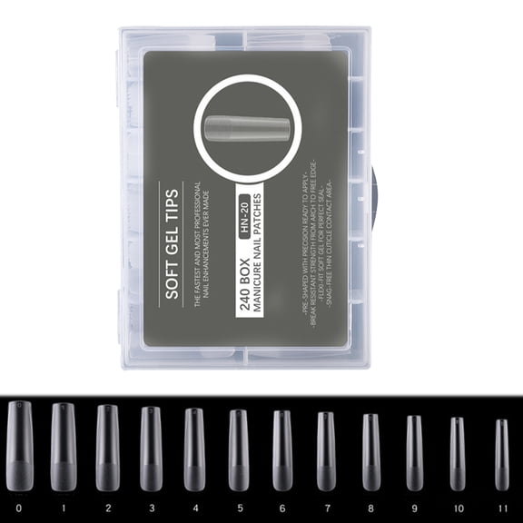 240Pcs False Nails Tips Extension Frosted Gel Oval Coffin Square Resin Gel Tips Manicures