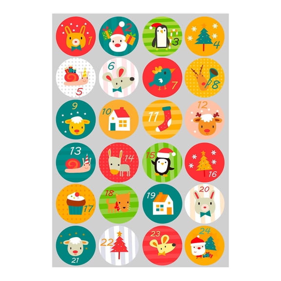240x Christmas Countdown Advent Calendar Number Sticker Gift Package Seal Label