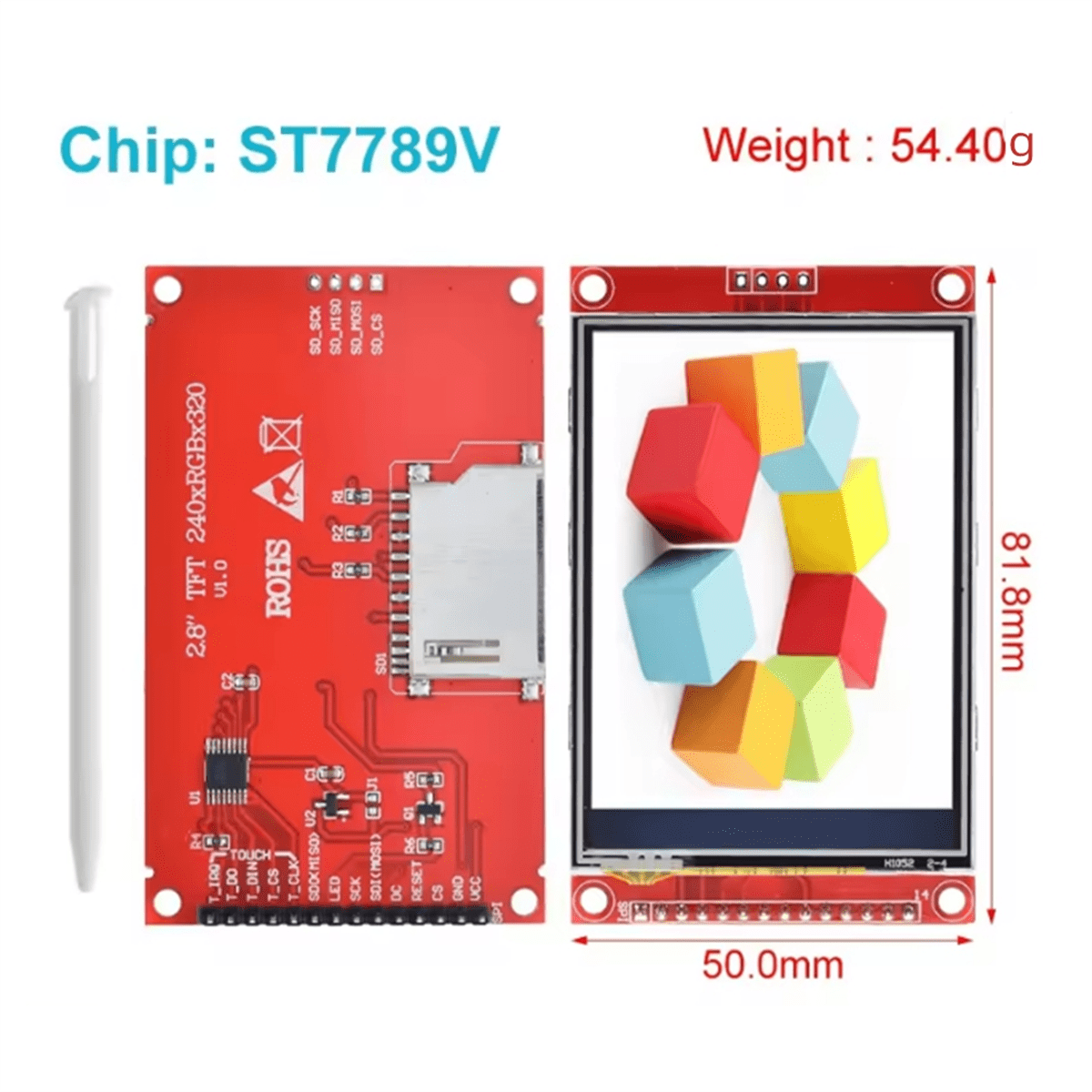 2,4 Zoll TFT Farbdisplay Mit SPI – ST7789v, 240x320, SD-Kartensteckplatz, 3,3/5 V