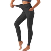 Funidos Womens Plus-Size High Waisted Yoga Pants with X-Band Side Pockets Tummy Control Workout Leggings for Gym Runnings 0XL-5XL Inclusive
