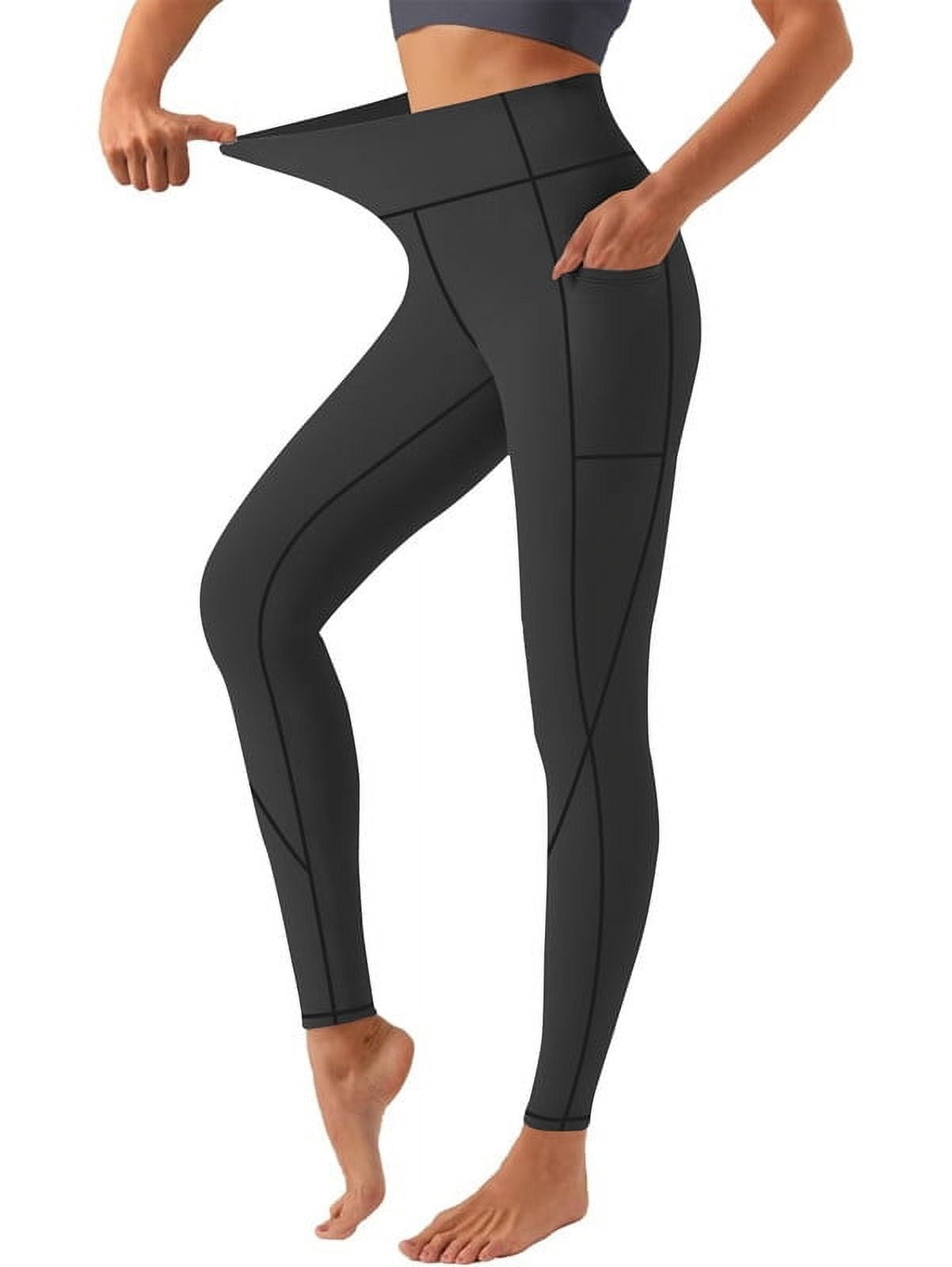 Funidos Women's High Waisted Yoga Pants with X-Band Side Pockets Tummy Control Workout Leggings for gym running