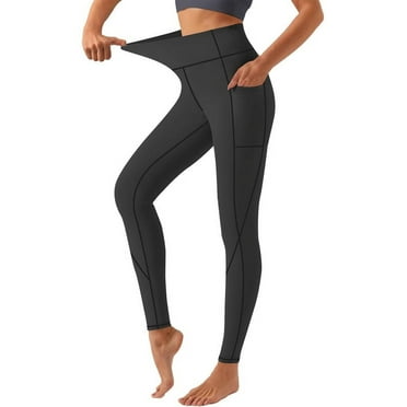 Funidos Women's High Waisted Yoga Pants with X-Band Side Pockets Tummy Control Workout Leggings for gym running