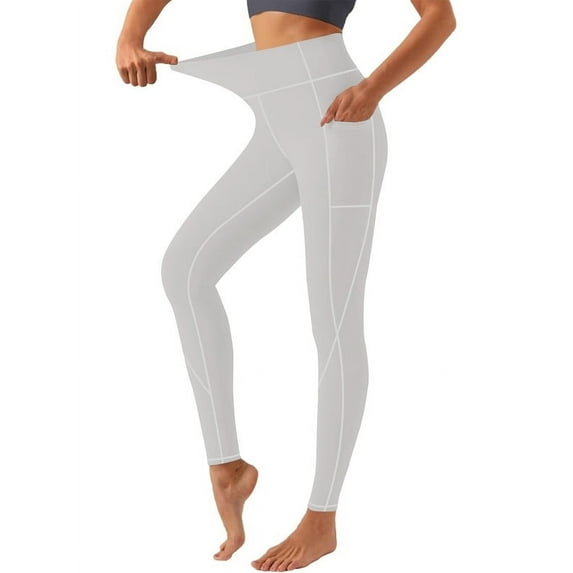 Funidos Plus-Size High Waisted Yoga Pants with X-Band Side Pockets Tummy Control Workout Leggings for Gym Runnings 0XL-5XL Inclusive