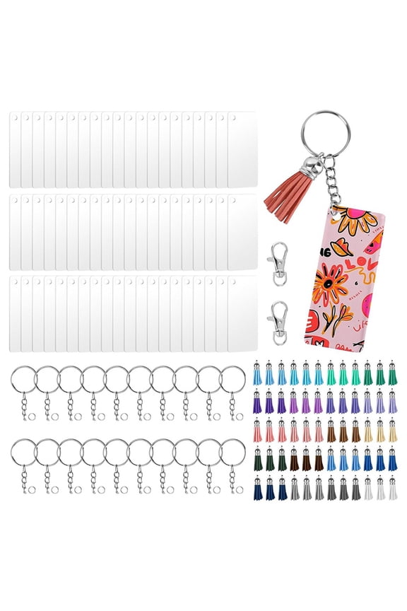 242 Pcs Sublimation Keychain Blanks Bulk, Double Sides 60 MDF Keychains Blank with Key Chains,Tassels