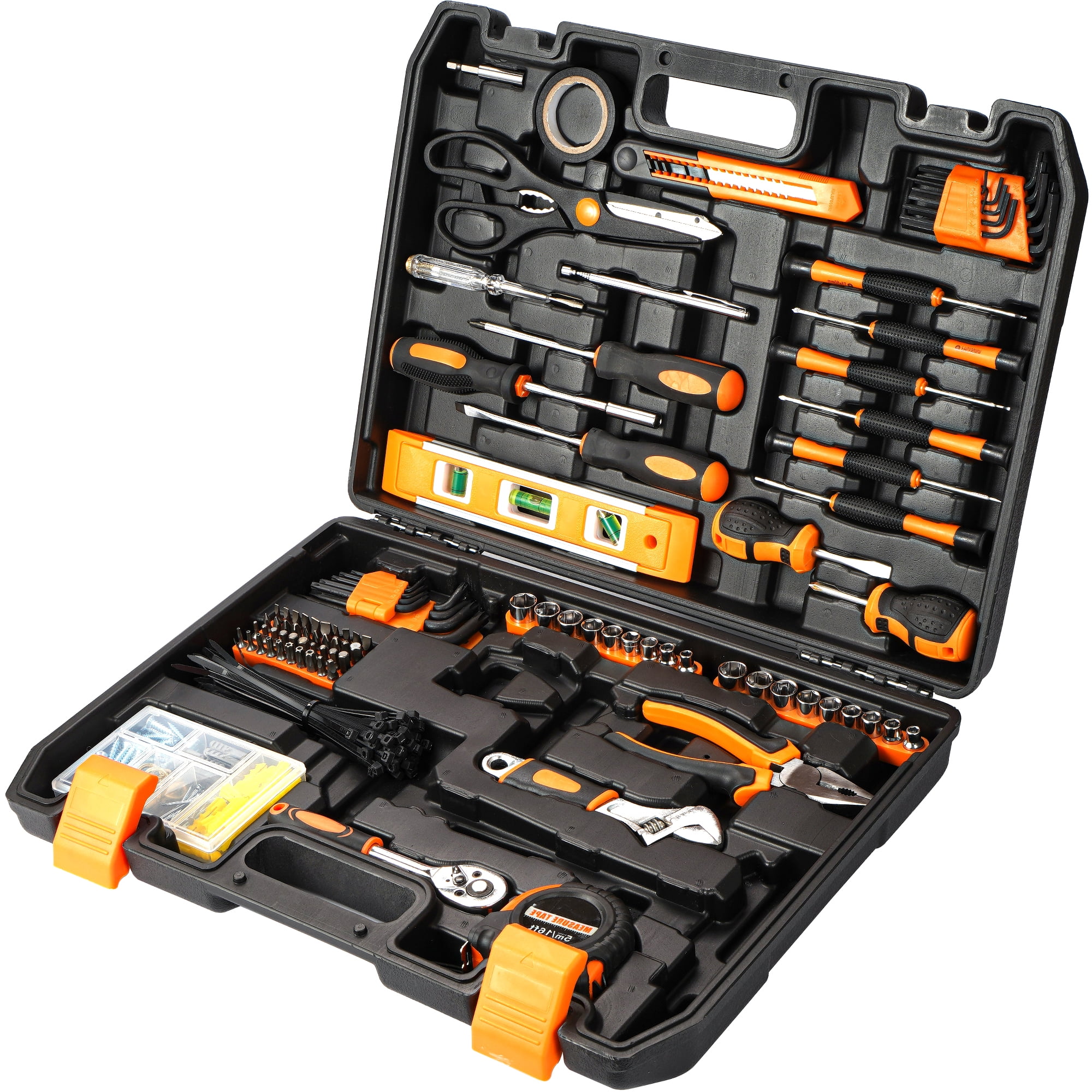 JELLAS Tool Set with Plastic Toolbox Storage Case, 242 Piece Basic Household Tool Kits, Toolbox with Tools, Mechanic Hand Tool Kit Ideal for Home Improvement