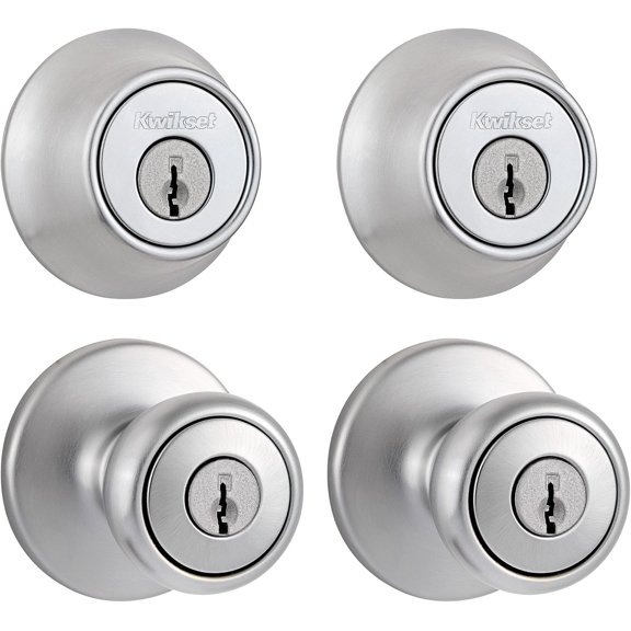 242 Tylo Entry Knob and Single Cylinder Deadbolt Project Pack in Polished Brass