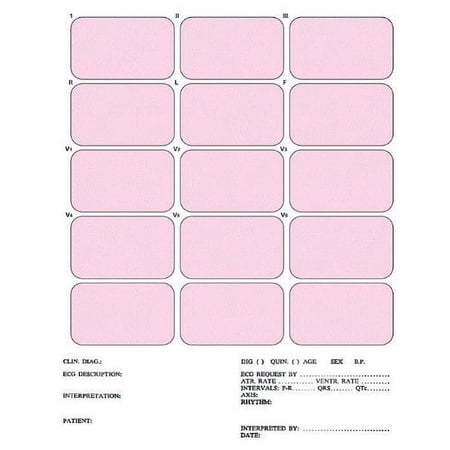 #2421 ECG Mounting Sheets with Patient Information - 8.5x11 Portrait, 3 Column, 15 Lead Segments (Box of 100 Mounts)