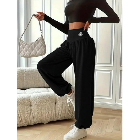 Funidos High Waist Lantern Pants for Women Tummy Control Yoga Waist Lounge Pants Elastic Stretch Casual Workout Daily Wear