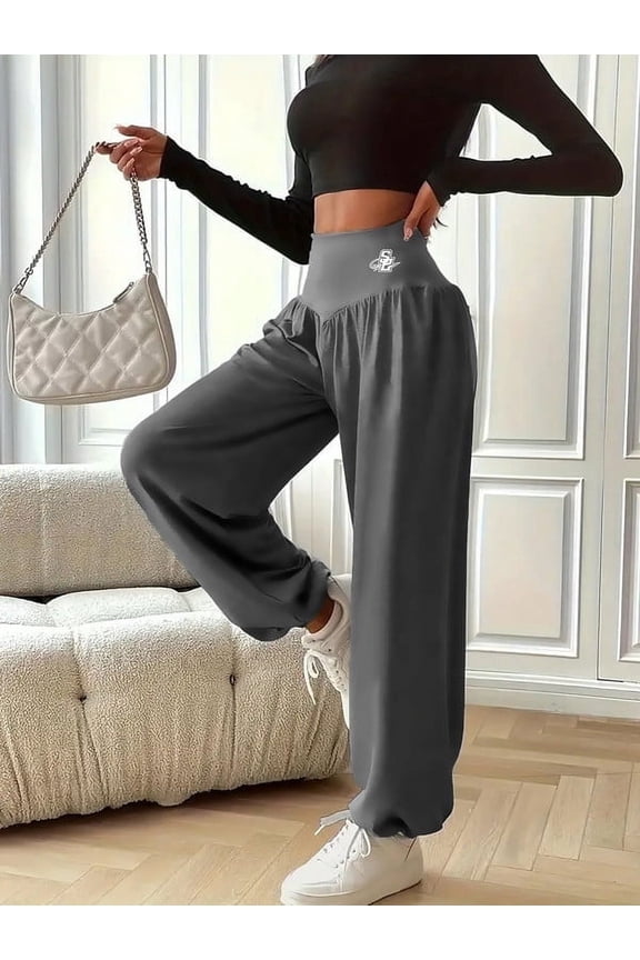 High Waist Lantern Pants for Women Tummy Control Yoga Waist Lounge Pants Elastic Stretch Casual Workout Daily Wear