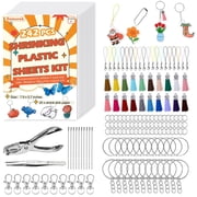 242PCS Shrink Dink Keychain Kit - Shrink Plastic Sheets with 20pcs Shrink Paper Sheets+Tools, DIY Heat Shrink Art Kit for Keychains, Rings, Charms & Crafts for Kids & Adults Creative Projects