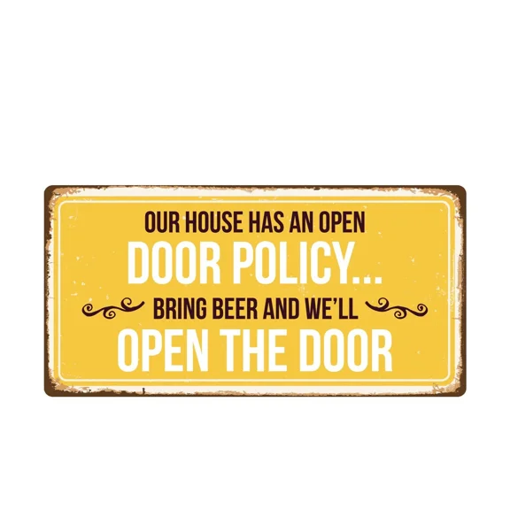 2430Hs Our House Has An Open Door Policy 5"X10" Novelty Sign