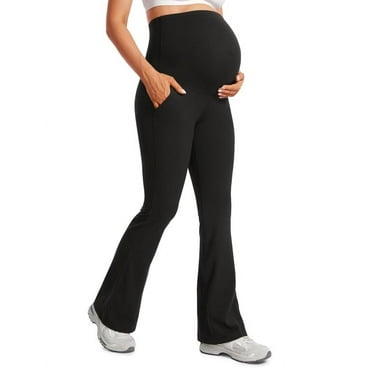 Funidos Maternity Flare Leggings Yoga Bell Bottom Pants Pregnancy Wide Waistband Stretchy Workout Leggings for Women Pre Postpartum Support