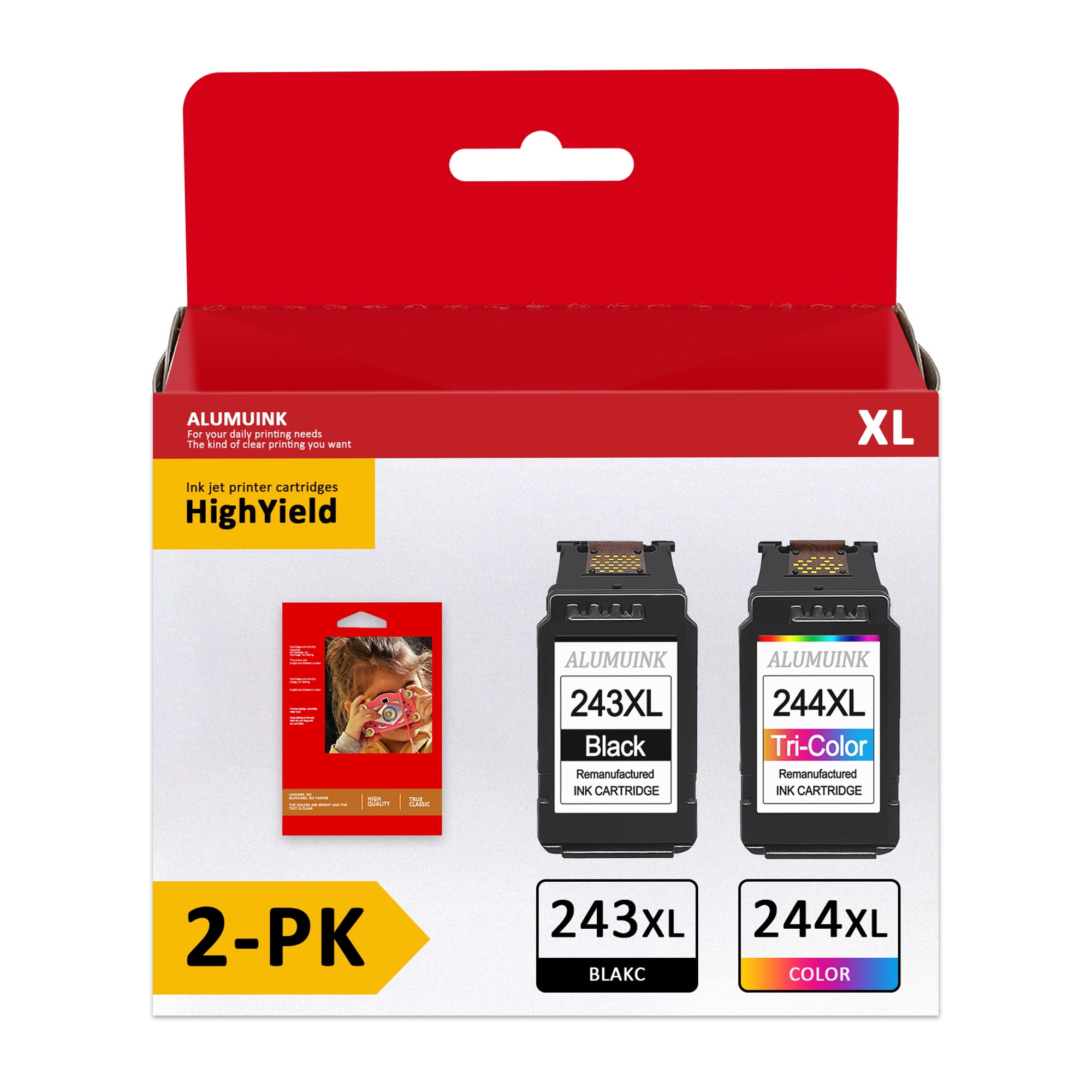 243XL 244XL 2 Pack Combo Ink Cartridge Replacement for Canon PIXMA