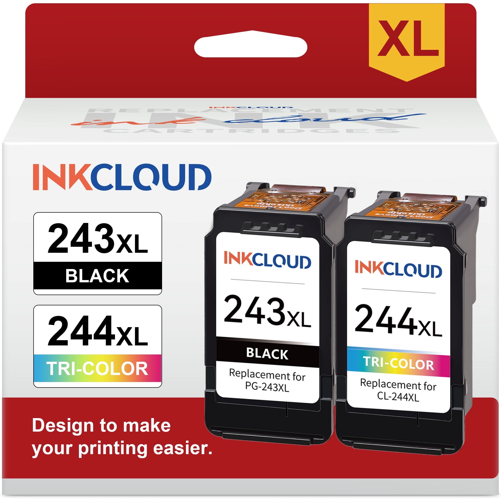 Tinta Impresoras Pixma Cartuchos Tinta Canon PG-243XL/CL-244XL - Combo 1 Negro + 1 Color Para Impresoras Pixma Series Repuestos PG-243XL CL-244XL Impresoras Pixma TR4520 TS3322