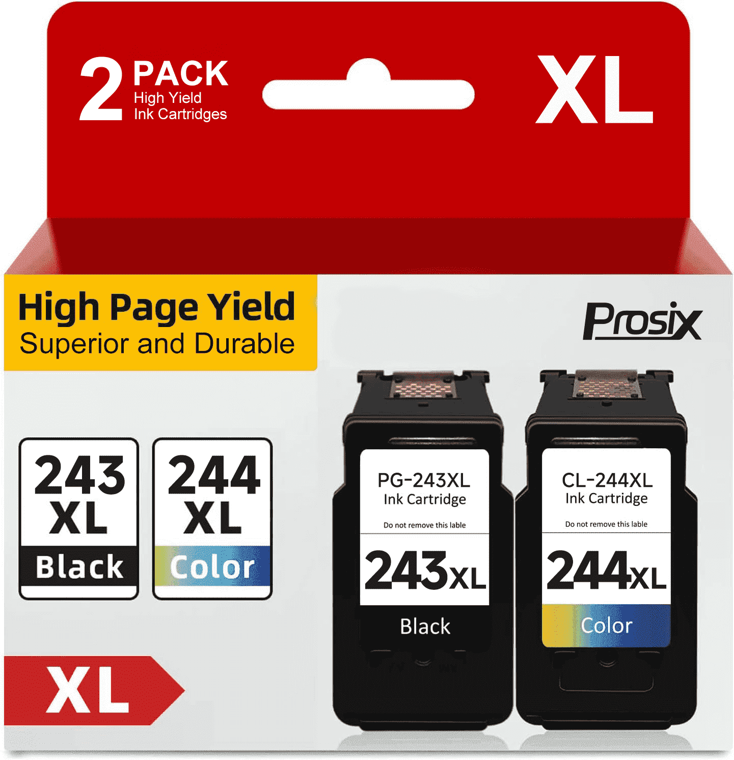 243XL 244XL Ink Cartridges for Canon Ink PG-243 and CL-244 for Canon Pixma TR4520 TR4522 MX492 MX490 TS302 TS202 TS3320 TS3322 MG2520 MG2522 MG2525 Printers (Black, Tri-Color, 2-Pack)