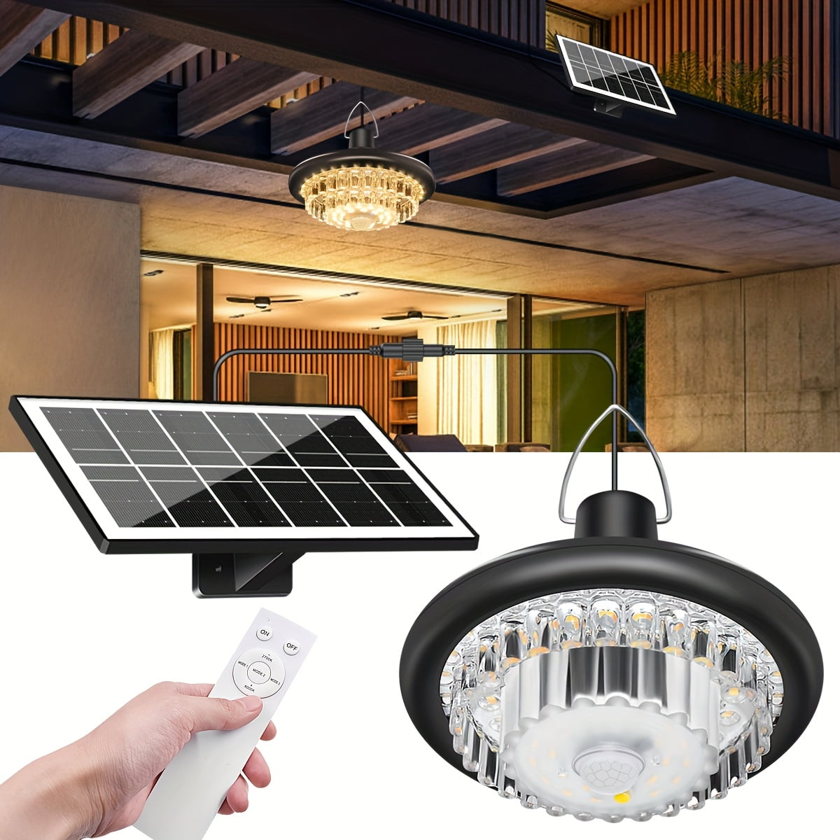 244-LED Outdoor Pendant Light - 360° Security Floodlight with Motion ...