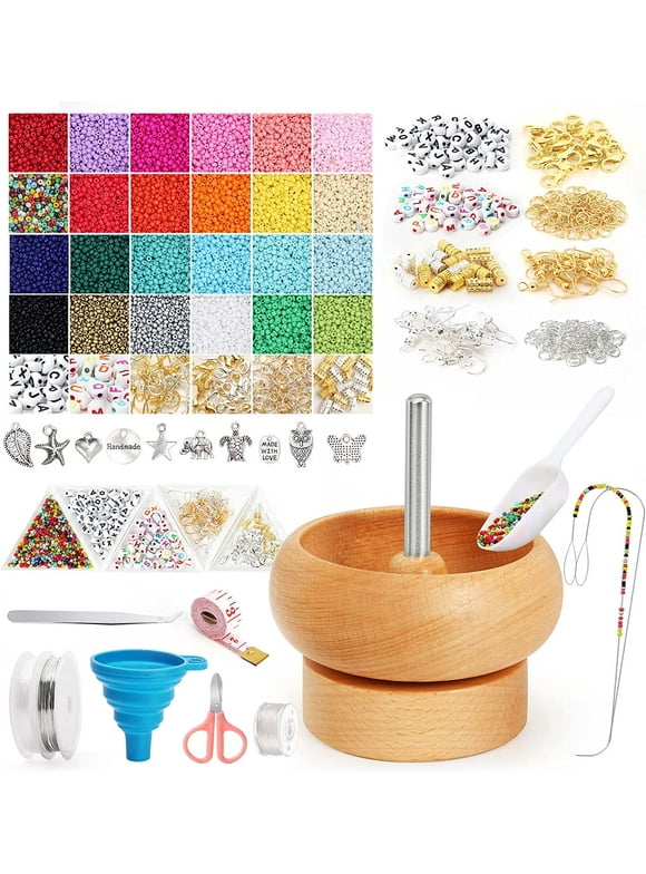 24416 PCS Bead Spinner Kit with Large Numble of Seed Beads and Practical BeadingTools, Bead Spinner Bowl for Seed Beads, Waist Bead Spinner for Jewelry Making