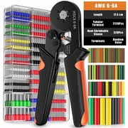 2449Pcs Heavy-Duty Ferrule Crimping Tool with Self-Adjustable Ratchet Mechanism-Terminal Crimping Pliers Set,2120 Wire Connectors&328 Heat Shrinkable Sleeve,Automotive Industrial Electrical Wiring