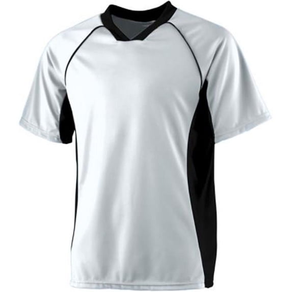 244A Youth Wicking Soccer Shirt, Silver & Black - Medium