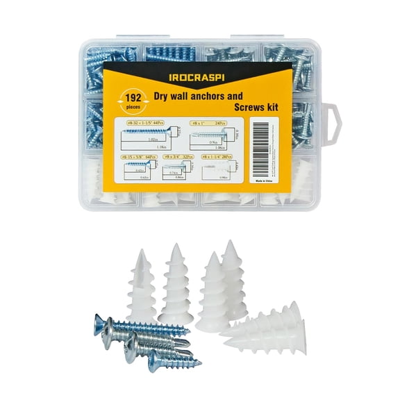 244Pcs Self Tapping Screws Drywall Anchors and Sheet Metal Screw Assortment,2 Size Kit for Installing Drywall, Wood,Metal Sheet Materials