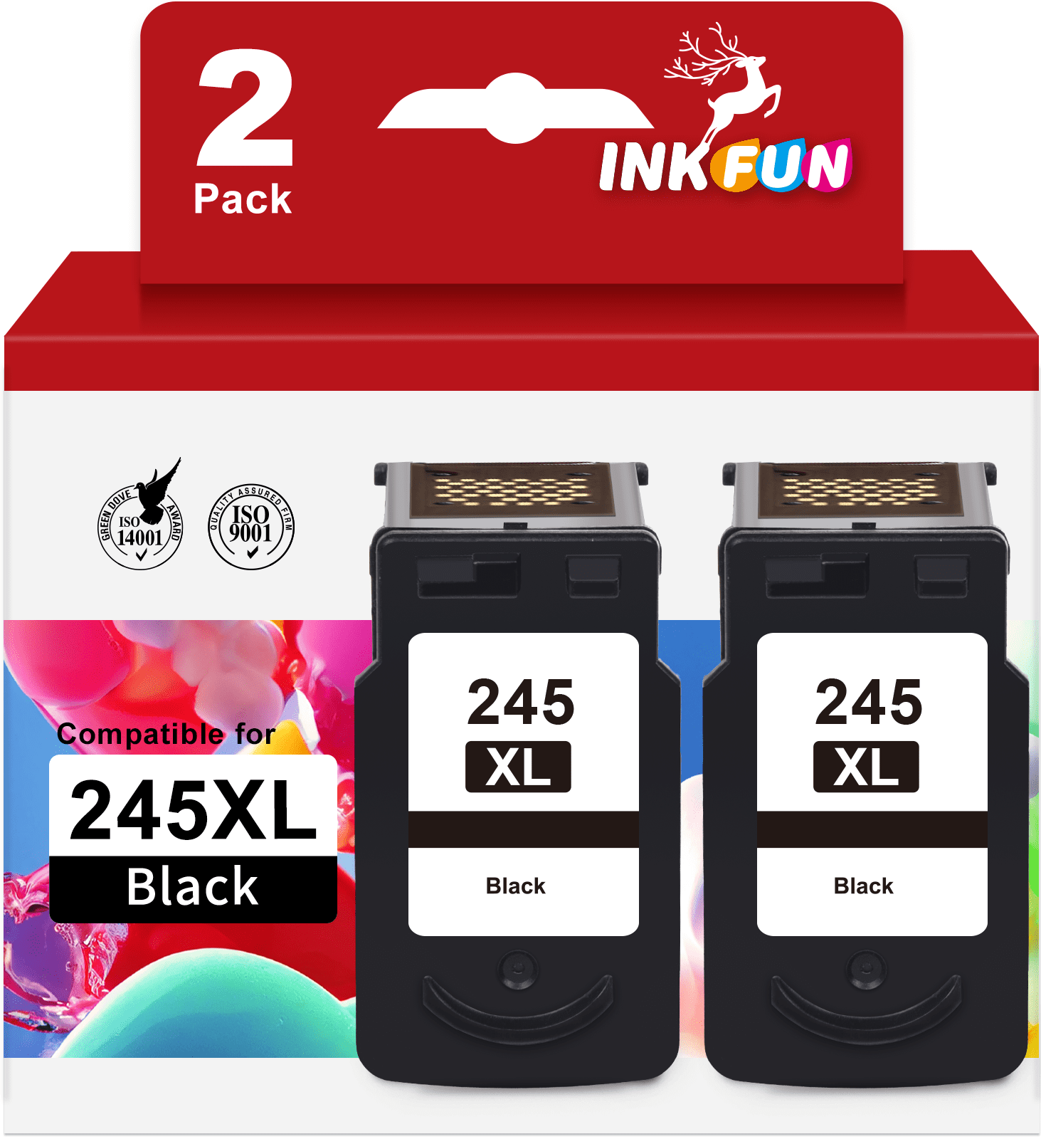 245 Black Ink for Canon 245XL Black Ink Cartridge for Canon Ink 245 PG-245 243 for Canon Pixma MG2500 TR4500 (2 Black)