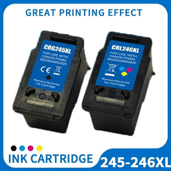 245 and 246 Ink Cartridge used for Canon PG-245XL PG246XL for Pixma TS3120 MG2522 MG2520 MG3022 MX492 TR4520 TS202 MG2525 MG2922 Black Tri-Color, 2-Pack