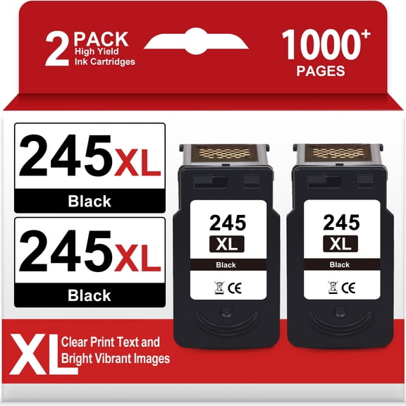 PG 245 Black Ink Cartridge Compatible for Canon Ink 245 245XL for Pixma MG2522 MX490 TS3322 Printer (2 Black)