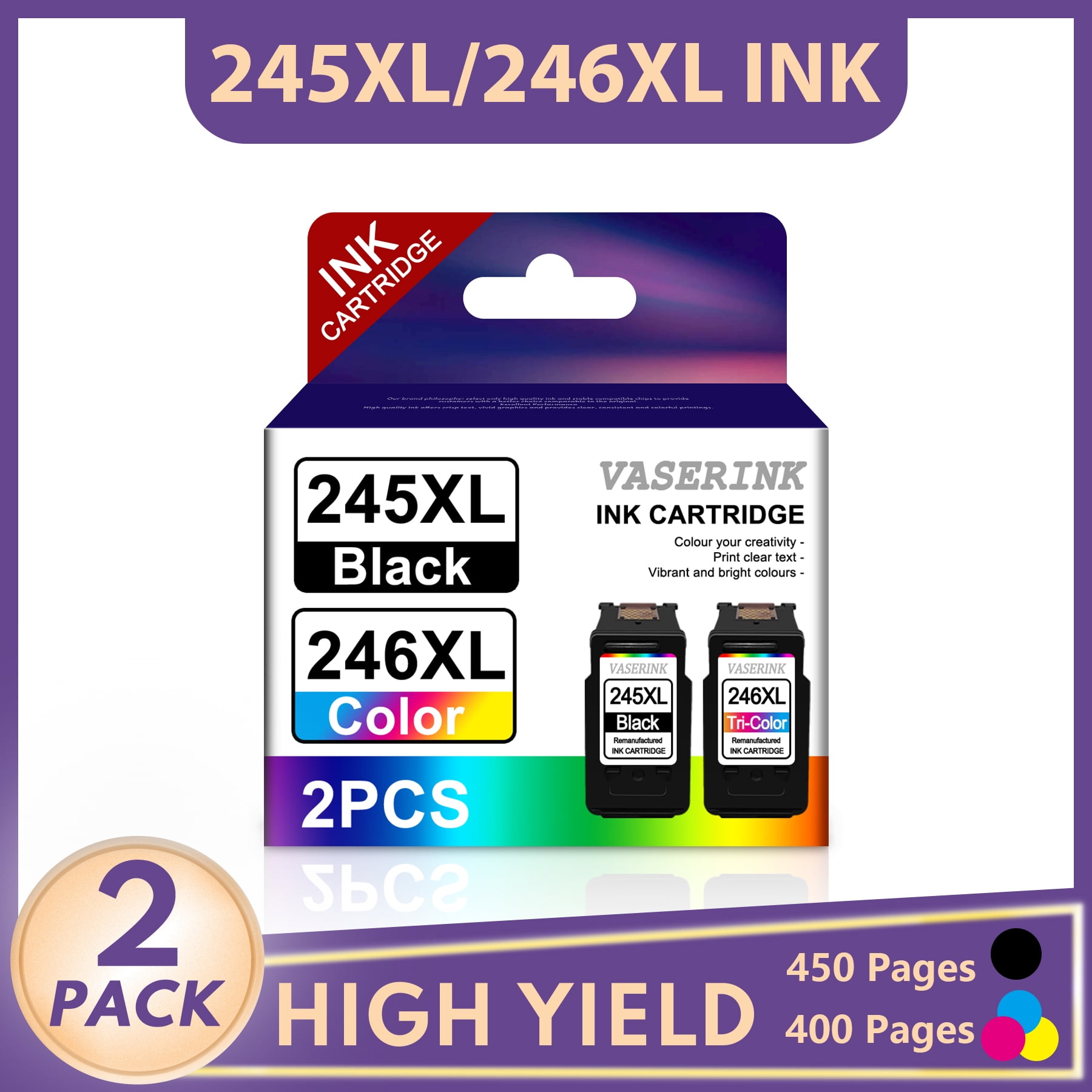 245 XL 246 XL Ink Replacement for Canon Pixma MG2525 TS302 (1 Black, 1