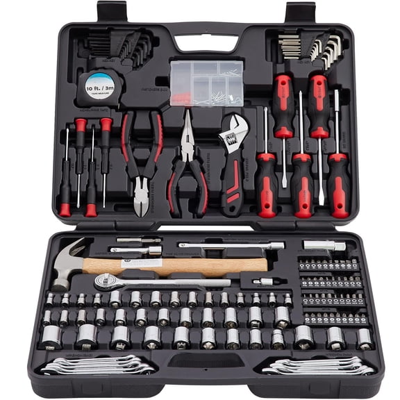 245-piece Mechanics Tool Set & Socket Kit. Home Auto Repair Hand Tools With 3/8" Ratchet Wrench Pliers Screwdrivers Hammer. Diy For House Garage Dorm Gift Idea