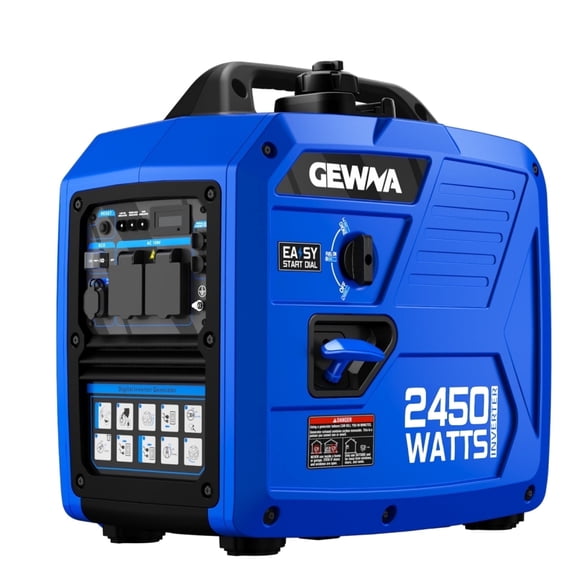 Gewna 2450W Portable Inverter Generator - Gas Powered,Ultra Quiet for RV, Camping, Home Backup,1.6 Gallon Large Fuel Tank Blue