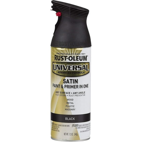 Rust-Oleum Universal Enamel Spray Paint - Satin Finish - 12 oz, Black