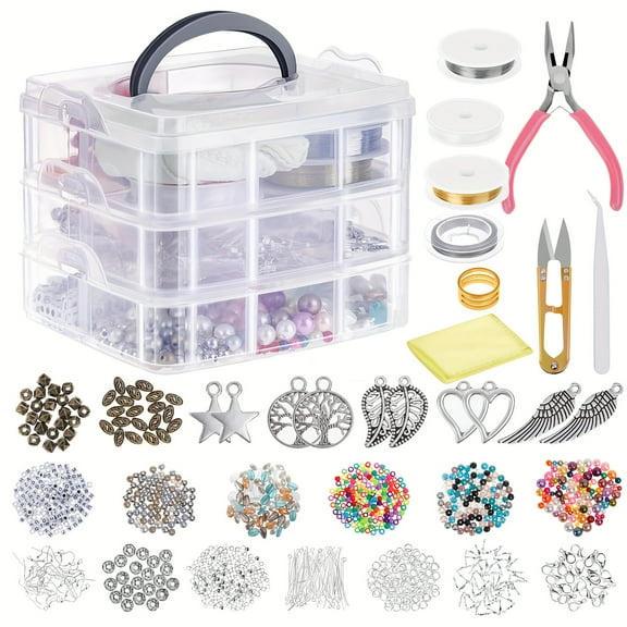 2456pcs of Jewelry Making Kit for Beginners, Beaded Metal Accessories, Fringe And Included Making Tools, Stylish Handmade Kit Crafting Gift Box Christmas & Halloween Gift