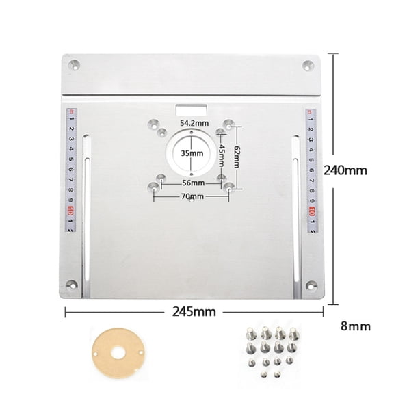245X240X8mm Router Table Insert Plate Aluminum White Board Trimming Machine Flip Board for Woodworking