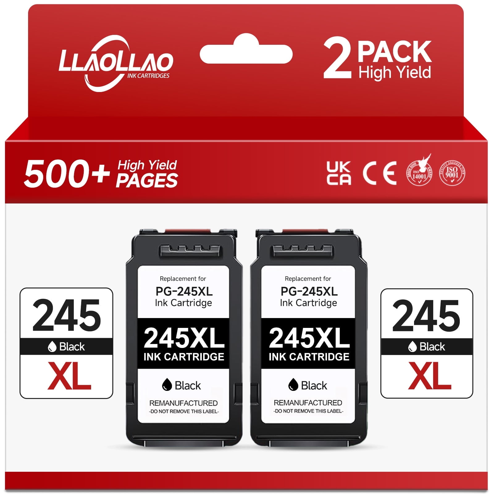 EaseFusion Cartucce D'inchiostro 245XL Di Ricambio Per Canon 245XL Cartucce D'inchiostro Nero 245 XL PG-245 PG-245XL Per Canon Pixma MX490 MX492 MG2522 TR4520 TS3322 TS202 MG2500 TS3122 TR4500 - Foto 2