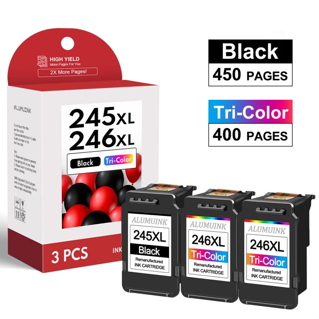 245XL 246XL 3 Pack Combo Ink Cartridge Replacement for Canon PIXMA