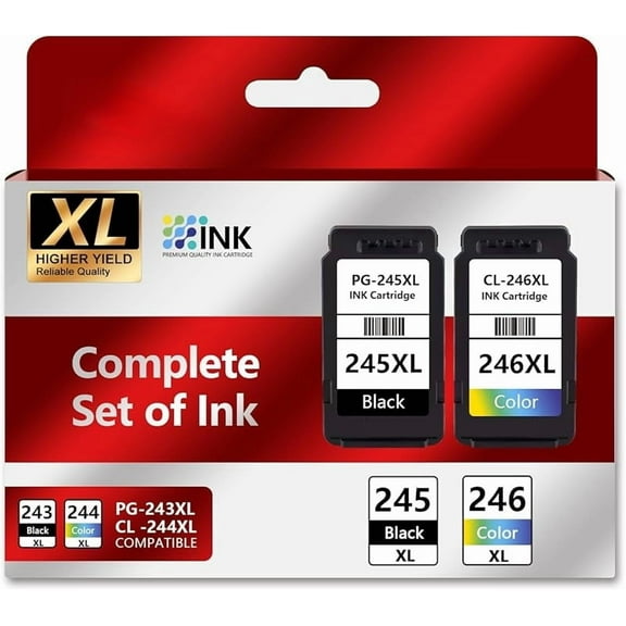 245XL 246XL Combo Pack Compatible for Canon Ink 245 and 246 Works with MX490 MX492 TR4520 TR4522 MG2500 MG2522 TS3100 TR4500 Printer PG245XL CL246XL (Black and Tri-Color)