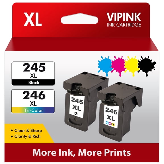 245XL 246XL Ink Cartridge Combo Pack Compatable for Canon PG-245 CL-246 245XL 246XL used with PIXMA MX490 MX492 MG2522 TS3100 TS3122 TS3300 TS3322 TR4500 TR4520 TR4522 Printers(1 Black, 1 Color)
