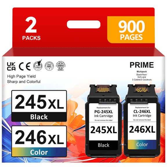 245XL 246XL Ink Cartridges for Canon 245 and 246 Black/Tri-color Ink for PIXMA MG2522 TS3122 MX492 MX490 TR4500 TR4520 TS3322 Printer