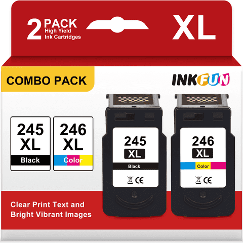 245XL Ink Cartridges Compatible for Canon Ink 245 and 246 for Pixma MG2522 TS3322 TS3122 TS202 TR4520 TR4522 Printer Ink (Black Tri-Color)