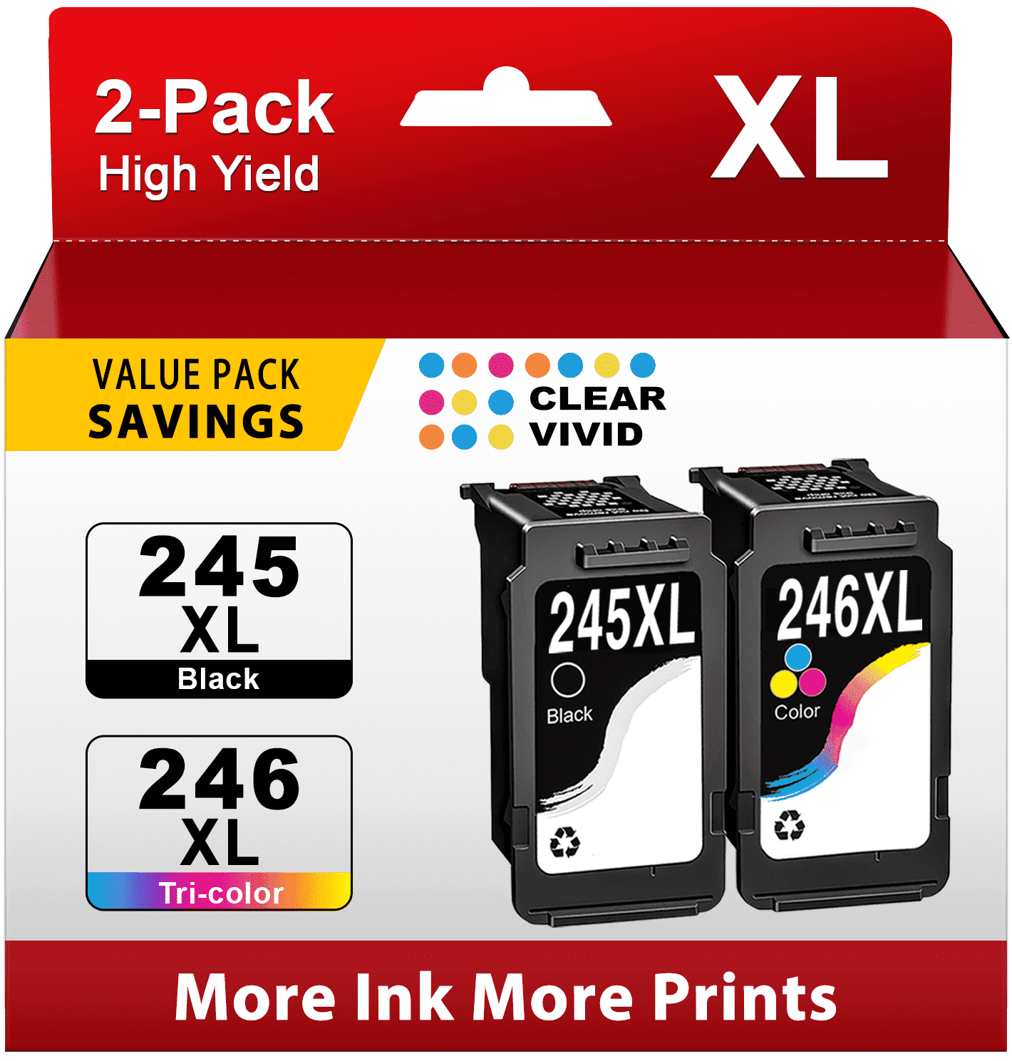 245XL 246XL Ink Cartridges Compatible for Canon Ink 245 and 246 for 243 244 Ink for MG2522 TS3322 MX490 TS3122 TR4522 Printer Ink (Black, Tri-Color)