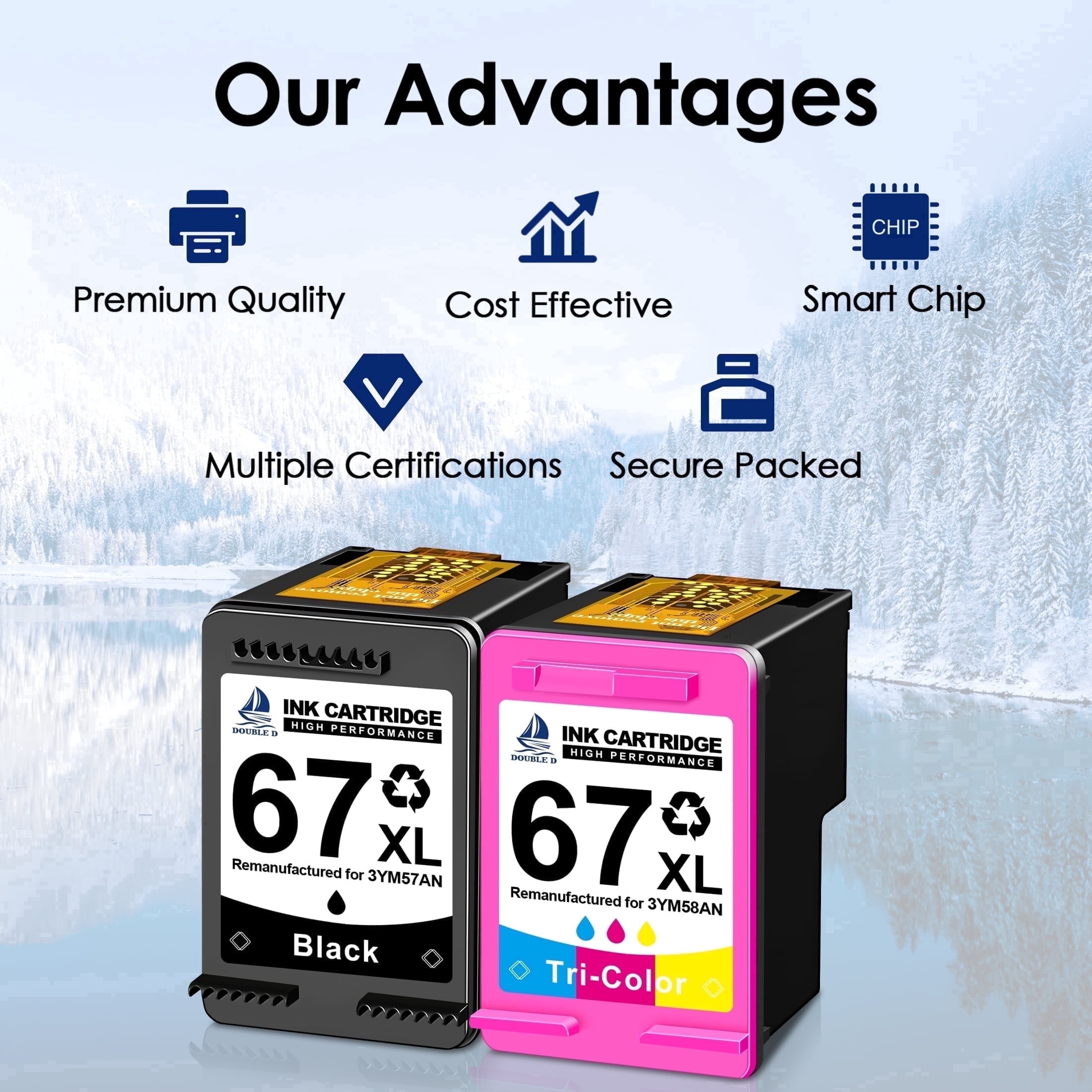 67XL High Yield Black Printer Cartridge compatible with HP Printers