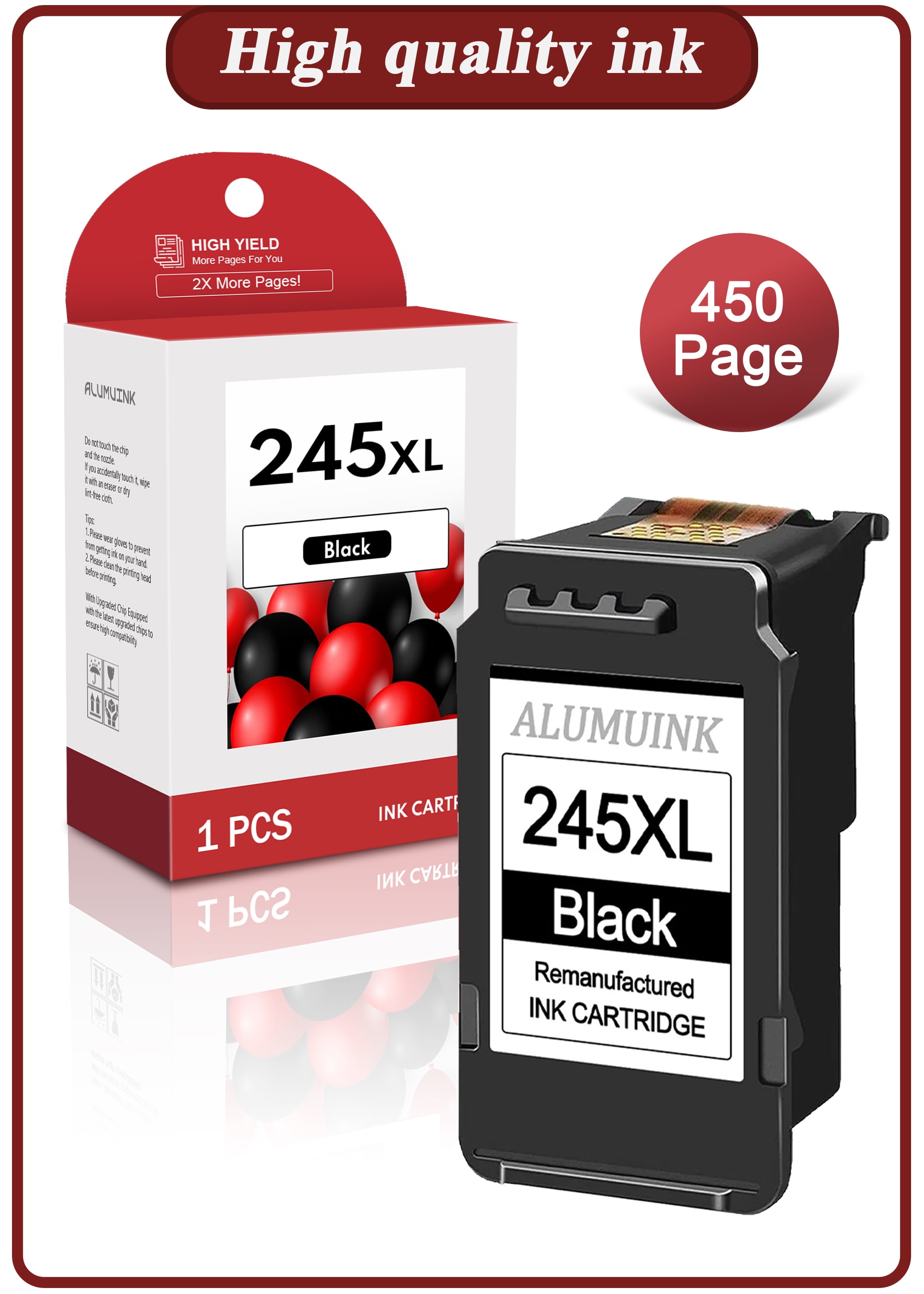 245XL Black Ink Cartridge High Capacity Replacement for Canon PG245 XL