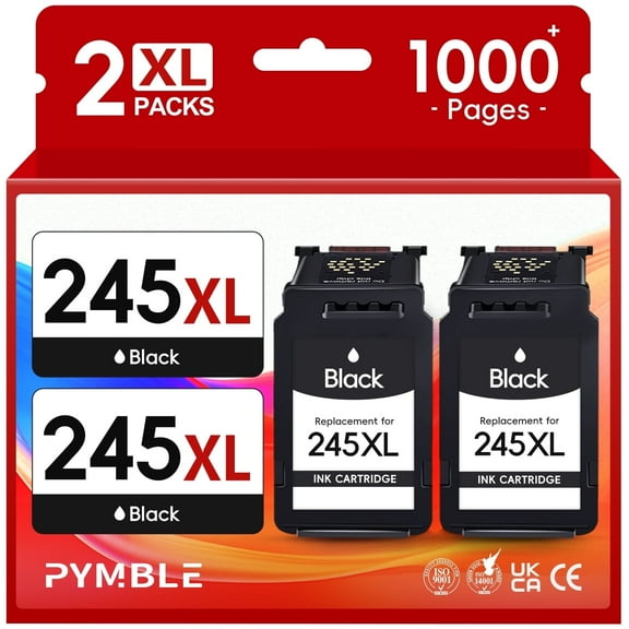 245XL Ink Cartridges for Canon 245 245XL Black Ink Cartridge for PIXMA MG2522 TS3122 TR4520 MX492 MX490 TR4522 TS3322 TS3320 MG2520 MG3022 TS202 (2-Black)
