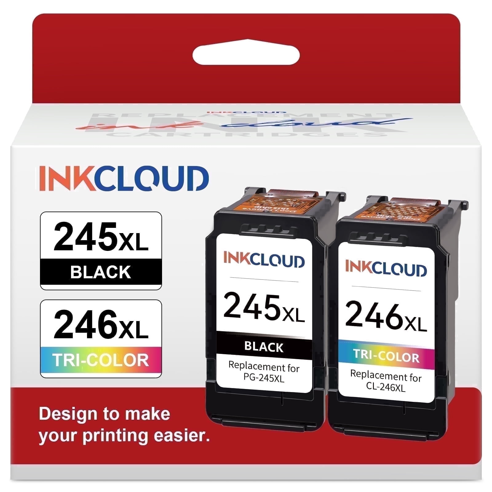 245XL 246XL Ink Cartridges Compatible with Canon PG-245XL CL-246XL for PIXMA MG2522 TR4522 IP2820 MX492 Printer (Black, Tri-Color)