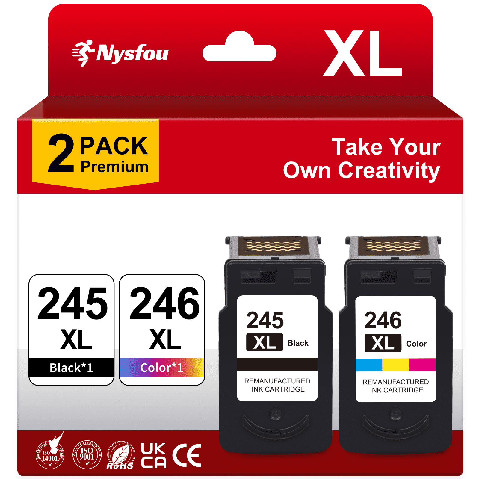 245XL Ink Cartridges Compatible for Canon Ink 245 and 246  for PIXMA MG2522 TS3122 MX492 MX490  Printer (Black, Tri-Color)