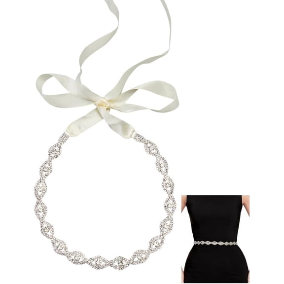 245cm Bridal Belts Rhinestone Belt Bridesmaid Gown Sash Hip Chain Belt Metal Horse Eye Bridal Waist Belts with Polyester Ribbon
