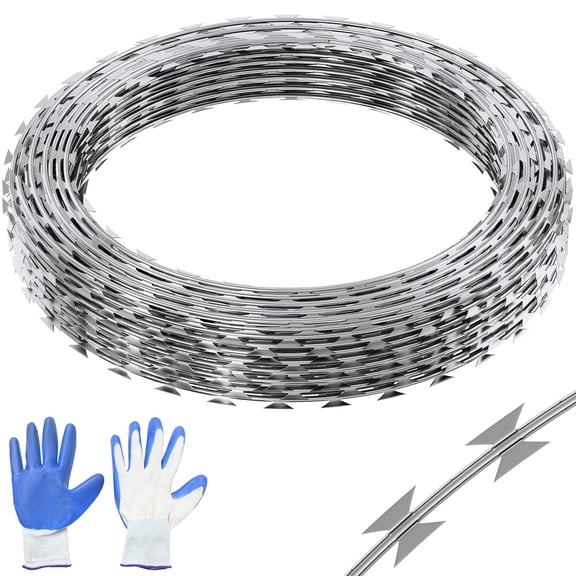 246 ft Razor Barbed Wire 5 Rolls Razor Wire Fencing Galvanized Razor Ribbon Fence for Garden