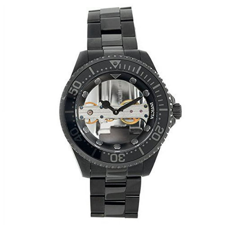 24697 Men s Pro Diver Ghost Bridge Black Silver Transparent Dial Watch