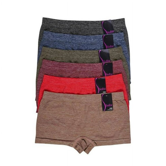 247 Frenzy 247-LP0223SB1-OS Womens Essentials Sofra Seamless Boyshort Panty, Multi Color - One Size - Pack of 6